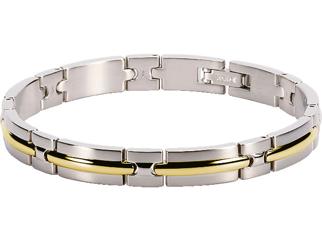 TRINIDAD: BRACELET STEEL BI-COLOUR GOLD/IP 8MMX21CM ADJUSTABLE.