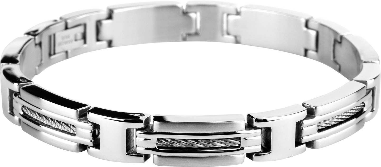 MARINA: 8.5MM STEEL CABLE BRACELET. 21CM ADJUSTABLE.