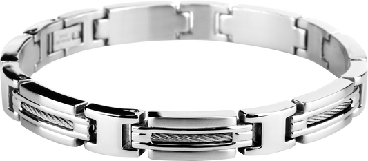 MARINA: 8.5MM STEEL CABLE BRACELET. 21CM ADJUSTABLE.