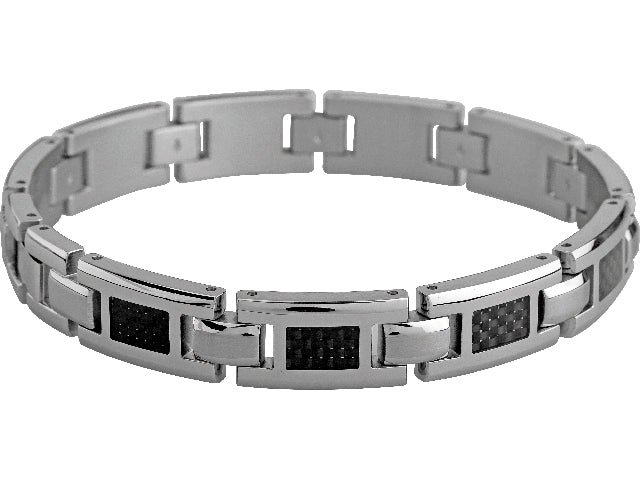 MERCURY: STEEL AND CARBON BRACELET 10.5MMx21.5MM. AJUSTABLE.