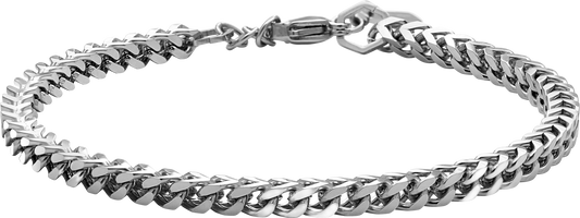 MAJOR: 4MM POLISHED STEEL BRACELET, 20.5CM. ADJUSTABLE.