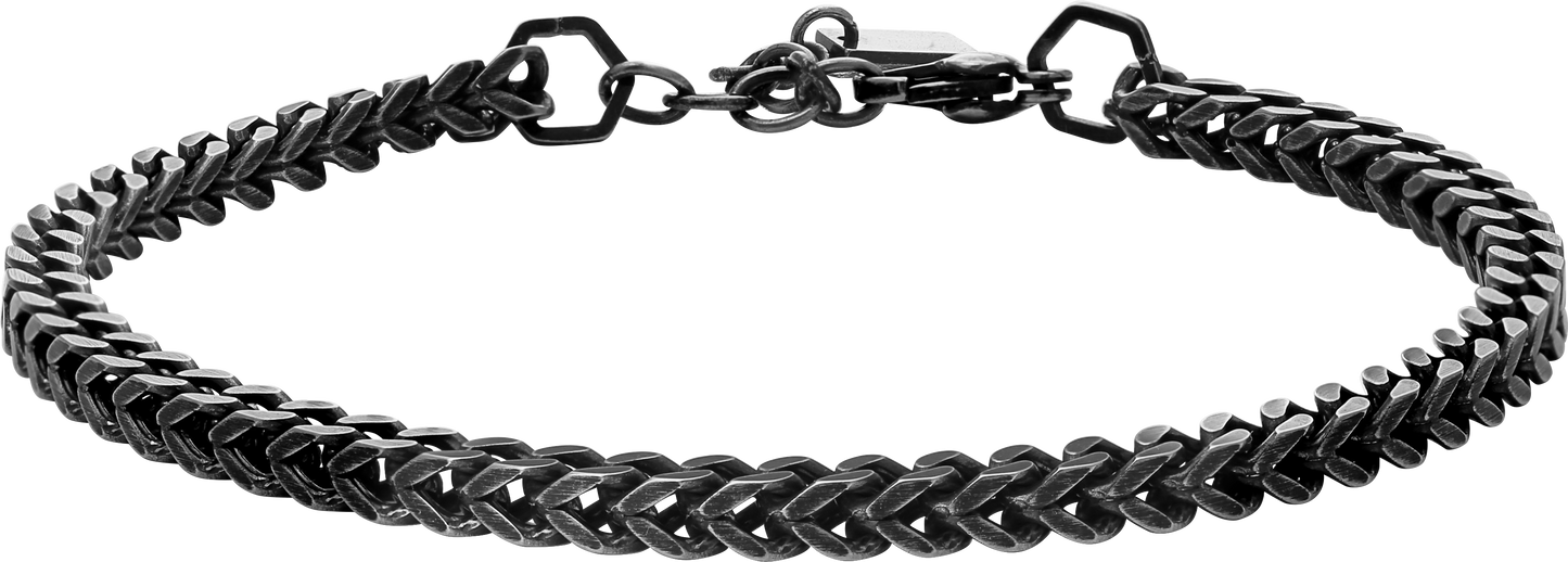 MAJOR: 4MM VINTAGE STEEL BRACELET, 20.5CM, ADJUSTABLE.