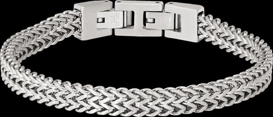 MAJOR 2: 7MM POLISHED STEEL BRACELET, 20.5MM ADJUSTABLE.  UNIQUE DOUBLE BRAIDED DESIGN, DEATURING BOTH CUFF AND CHEVRON LINKS FOR A SOPHISTICATED REFINED LOOK.