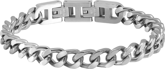 DANDY: 7.5MM POLISHED STEEL BRACELET, 20.5CM  ADJUSTABLE.