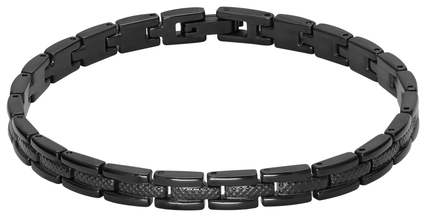 SANTORINI: STEEL BRACELET IP BLACK 6MMX21CM ADJUSTABLE.