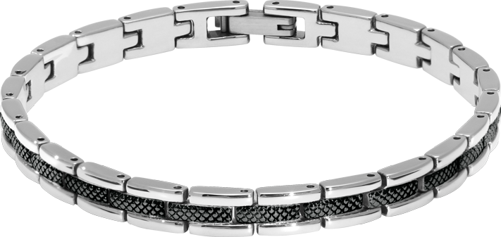 SANTORINI: STEEL BRACELET BI-COLOUR IP BLACK 6MMX21CM ADJUSTABLE.
