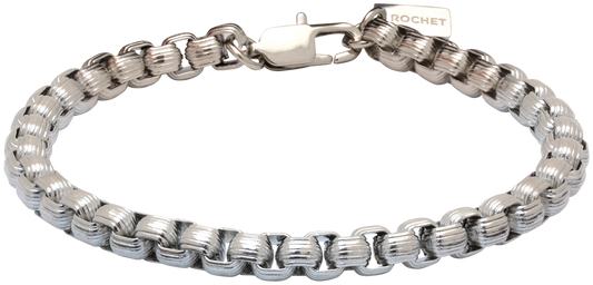 SLAVE: 6MM POLISHED STEEL BRACELET. 21CM, ONE SIZE. FINAL STOCK