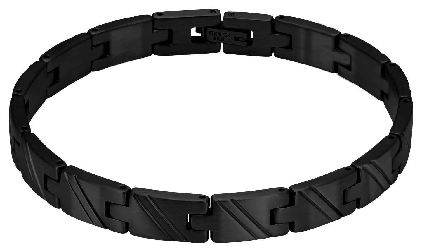 DEAR: 8MM IP BLACK SATINED STEEL BRACELET. 21CM, ADJUSTABLE. FINAL STOCK
