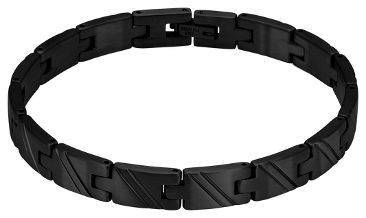 DEAR: 8MM IP BLACK SATINED STEEL BRACELET. 21CM, ADJUSTABLE. FINAL STOCK