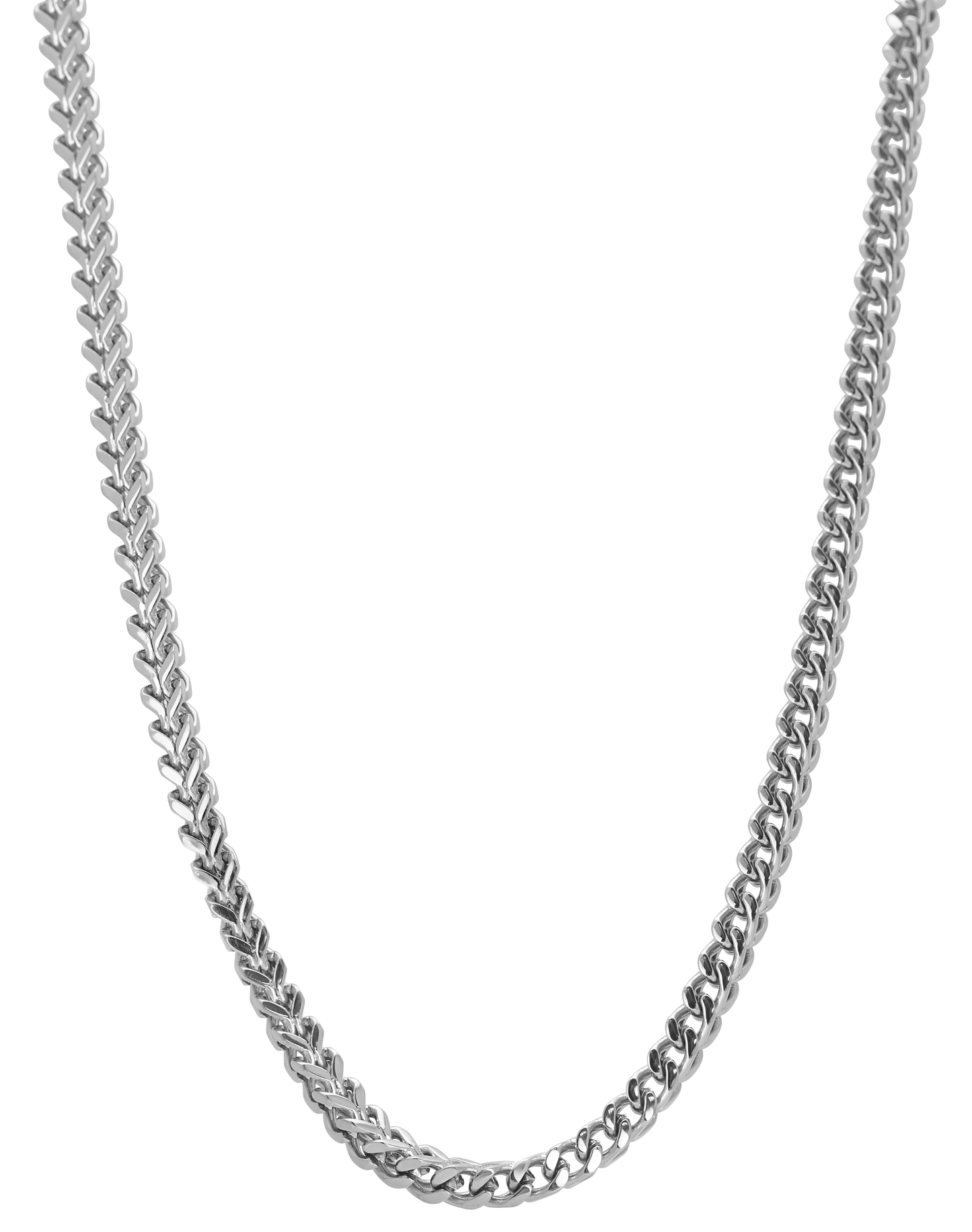 MAJOR: 4MM POLISHED STEEL NECKLACE, 50CM, ADJUSTABLE.