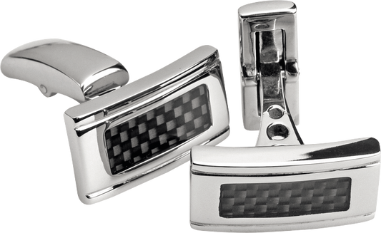 MERCURY: CUFFLINKS STEEL AND CARBON.