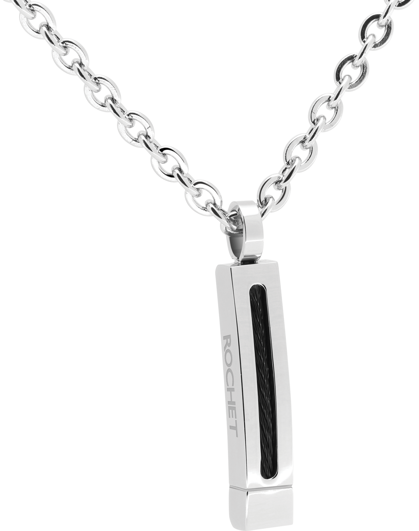 CABESTAN: Bicolor steel and IP black pendant 25x5 mm