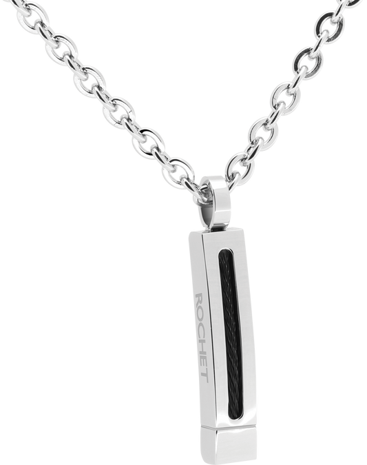 CABESTAN: Bicolor steel and IP black pendant 25x5 mm