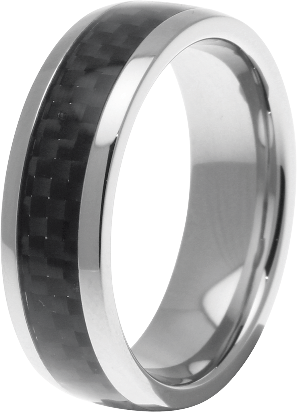 HYBRID: RING STAINLESS STEEL AND BLACK CARBON. 8MM. SIZE 58MM