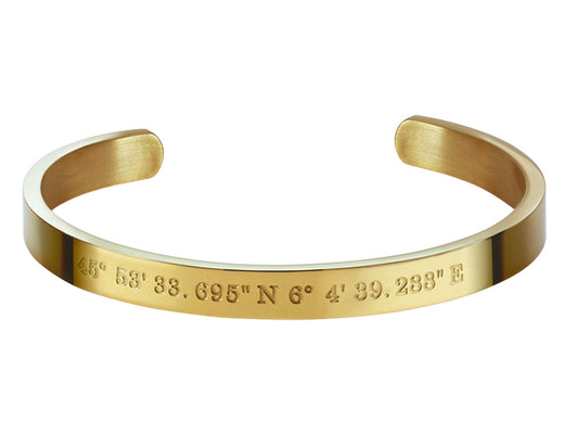 WAY: POLISHED IP GOLD BANGLE 6.7 X 155MM. ADJUSTABLE.
