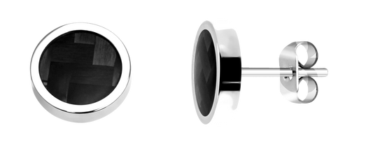 MERCURY: STEEL & CARBON EARRINGS. Ø8MM.